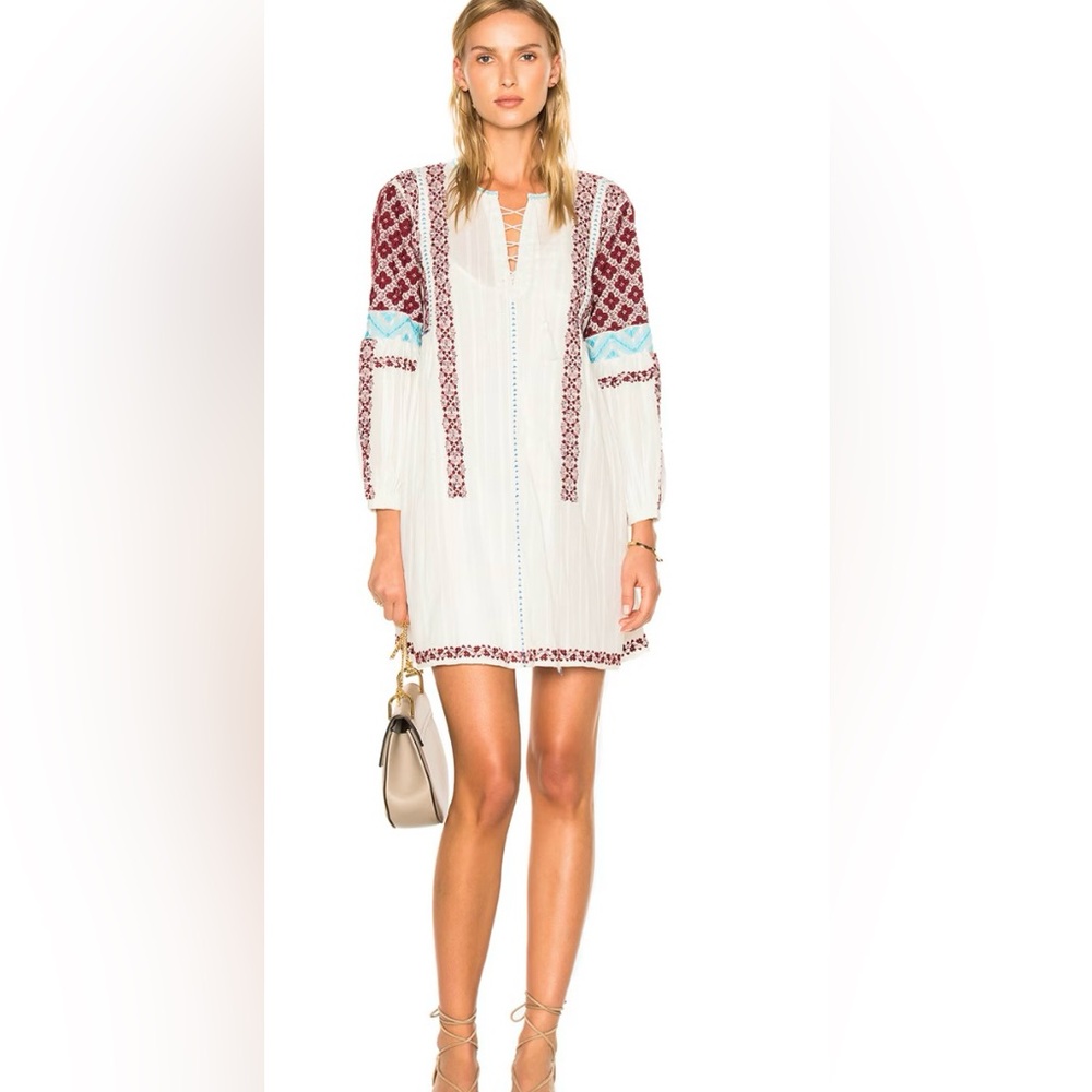 Ulla Johnson White and Red Embroidered Dress